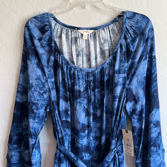 Terra & Sky Women's Plus Size Shirred Mini Washed texture Dress 0X (14W) Blue - Picture 6 of 13